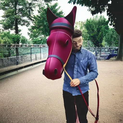 Image similar to man wearing horse head mask