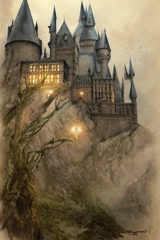 Image similar to ( ( ( ( ( 1 9 5 0 s harry potter castle!!!. muted colors. ) ) ) ) ) by jean - baptiste monge!!!!!!!!!!!!!!!!!!!!!!!!!!!