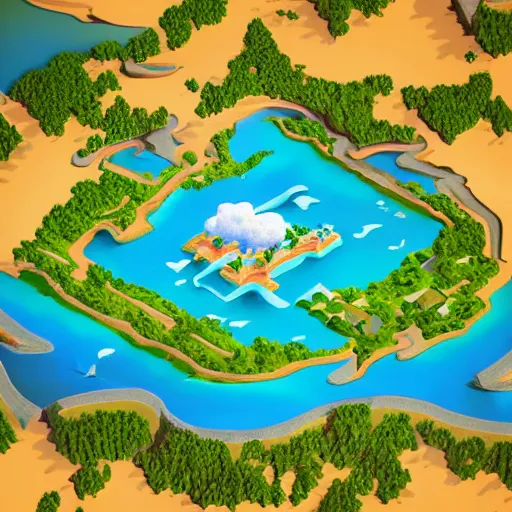 Image similar to isometric island in the sky, isometric invironment, 3d art, amazing detail, artstation, concept art