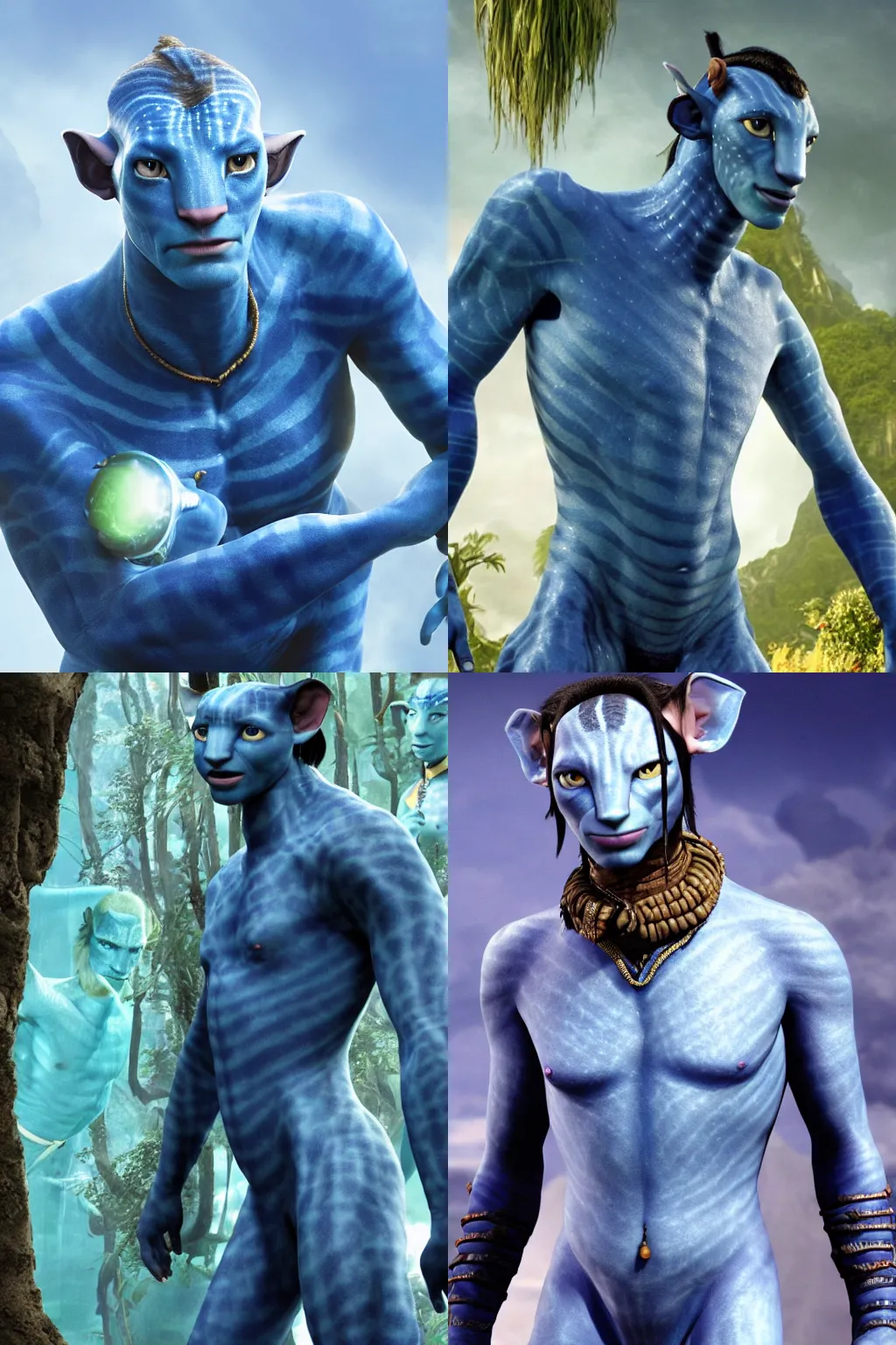 Prompt: andy serkis as a blue skinned na\'vi in avatar by james cameron