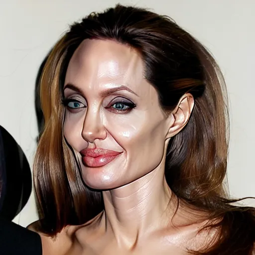 Prompt: angelina jolie face on an ( orange )