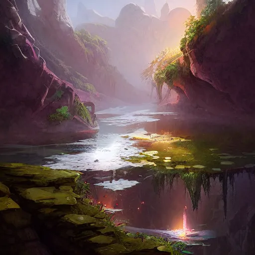 Image similar to a gorge made of crystal by jordan grimmer