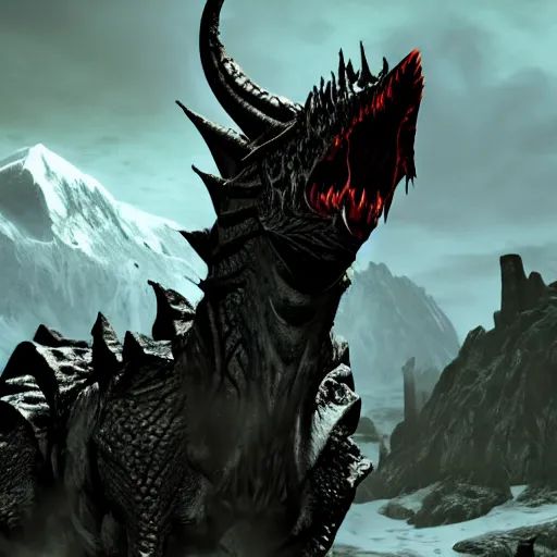 Prompt: alduin from skyrim being epic