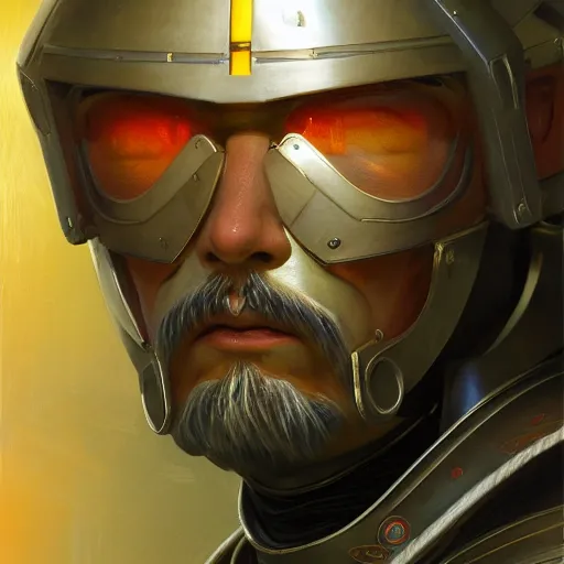 Image similar to masterpiece head - on symmetrical centered painted portrait, lenin as a holy warrior, holy light halo, glorious, wearing full metal armour, elegant, distant, in the style of ruan jia and artgerm and edgar maxence and ross tran and michael whelan and mucha, 8 k, octane render