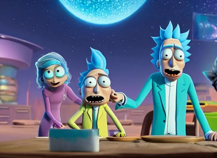 Prompt: film still of rick sanchez in the new pixar scifi movie 4 k,,,,,,,,,,,,,,,,,,,,,,,,,, rick and morty