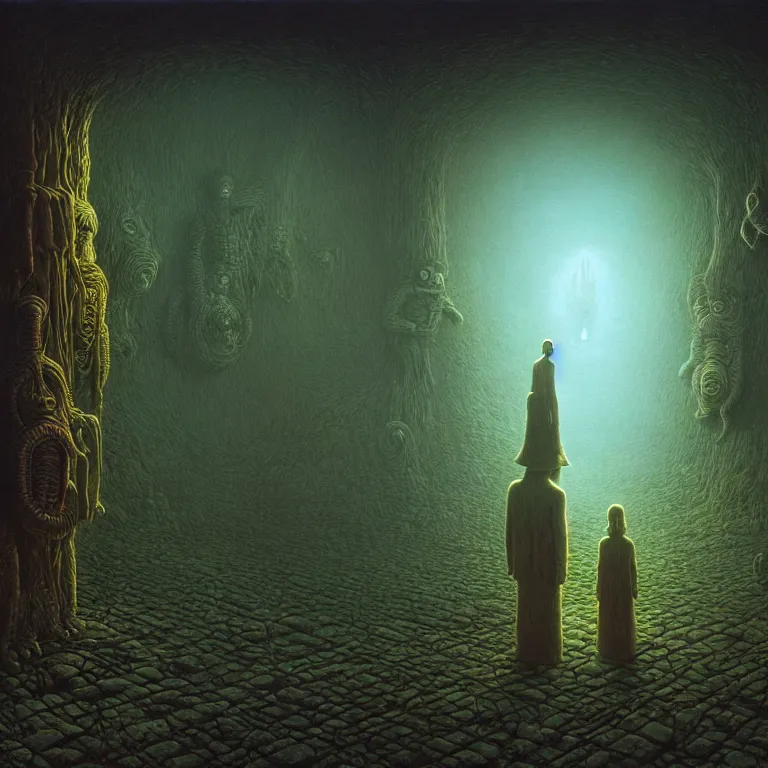 Prompt: a cinematic scene from the simpsons, solidity and eternity, lovecraft, concept art by beksinski and jean delville, dramatic lighting, ultra hd, hdr, 8 k