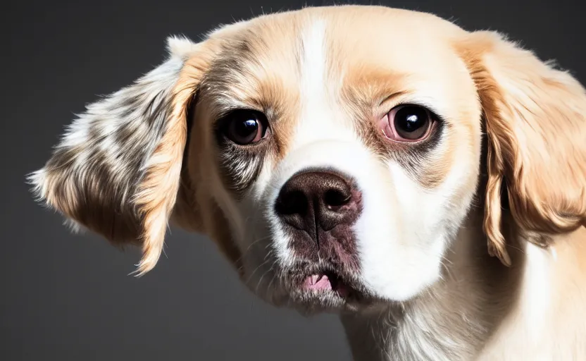 Prompt: studio photography of a sweet puppy dog, detailed face, 8 k