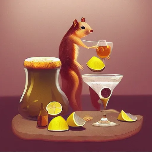 Prompt: “🐿🍸🍋, furaffinity, trending on artstation”