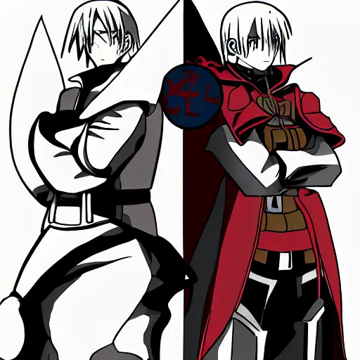 Image similar to vector drawing, full metal alchemist al and alphons