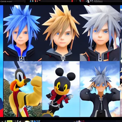 Prompt: sora kingdom hearts selfie, discord profile pictures, Kingdom hearts 3 screenshot, ultra HD, Unreal Engine 4