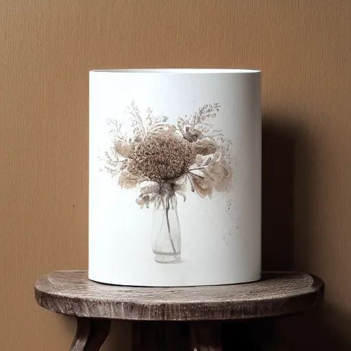 Image similar to monochrome sepia watercolor high vase with dry flowers