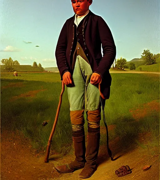 Image similar to Portrait of a Young Farmer in Mississsippi in 1880, painted by George Caleb Bingham