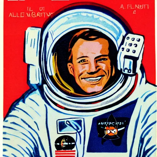 Image similar to astronaut full body portrait, Vintage Magazine Illustration