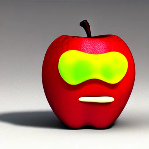 Prompt: an apple with an angry face, disney render, realistic
