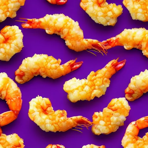 Image similar to seamless looping design of tempura shrimp on pink background