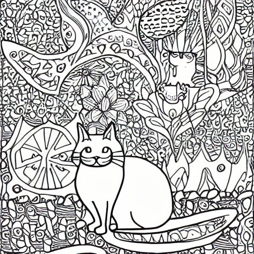 Image similar to cat coloring book page