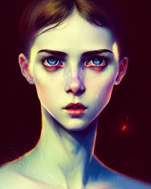 Prompt: young glitched woman, full body portrait, beautiful girl, dark, highkey, realistic, serov, surikov, vasnetsov, repin, kramskoi, uplight, insanely detailed, charlie bowater, tom bagshaw, octane rendered,, 8 k, unreal engine, illustration, trending on artstation, masterpiece