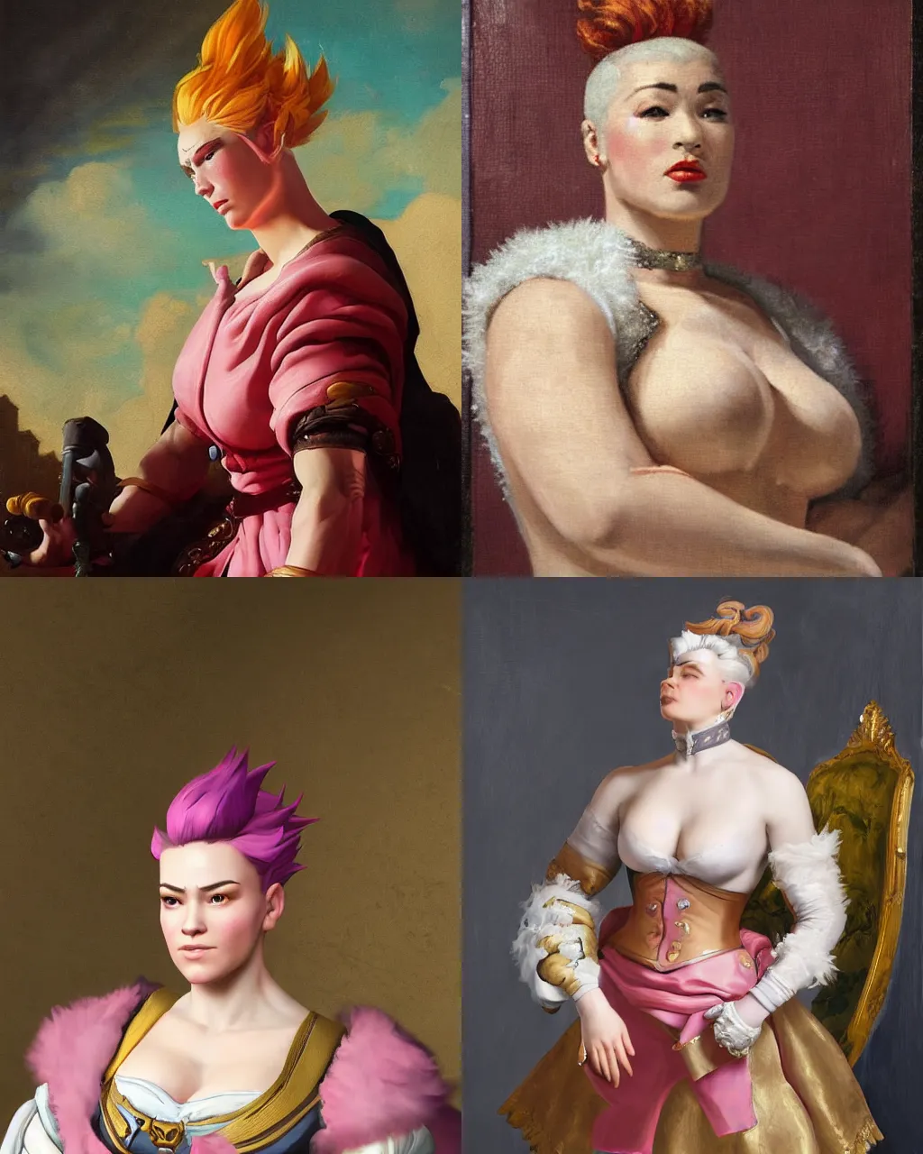 Prompt: Baroque painting of Zarya from overwatch as an elegant noblewoman |