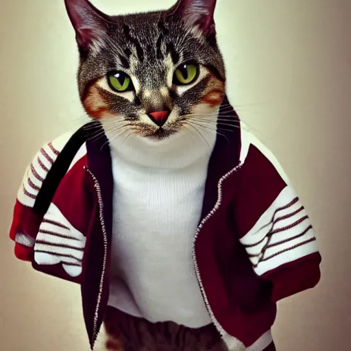 Image similar to cat wearing a letterman jacket