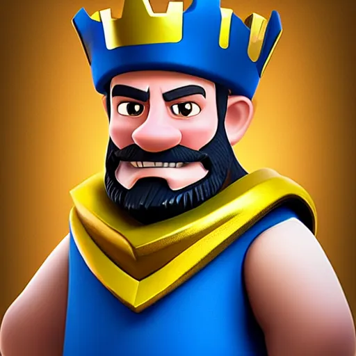 Prompt: the king from clash royale in real life, realistic, cinematic, rtx