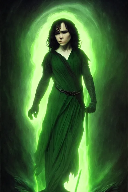 Prompt: ellen page as a dark sorceress casting a green spell, green lighting, fantasy character portrait, ultra realistic, concept art, intricate details, highly detailed by james bama, william adolphe bouguereau and frank frazetta