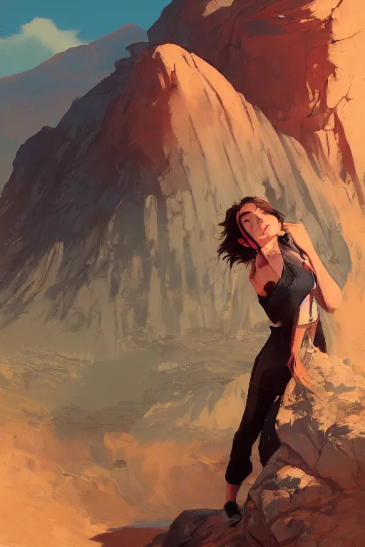 Prompt: a girl hiking in the desert, fine - face, realistic shaded perfect anatomy, fine details. night setting. very anime style. realistic shaded lighting poster by ilya kuvshinov katsuhiro, magali villeneuve, artgerm, jeremy lipkin and michael garmash, rob rey and kentaro miura style, trending on art station