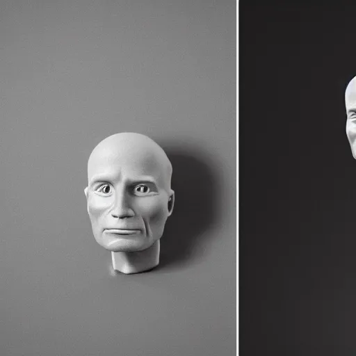 Image similar to a 3D printed polymer figurine of Ed Harris, studio lighting, F 1.4 Kodak Portra