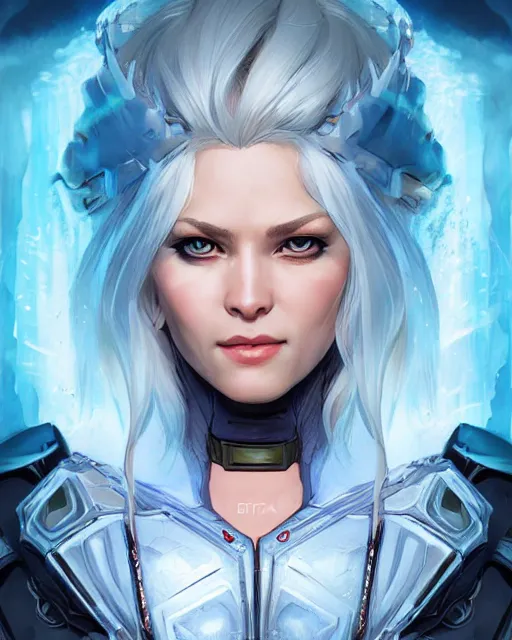 Image similar to The Ice Queen as an Apex Legends character digital illustration portrait design by, Mark Brooks detailed, soft lighting