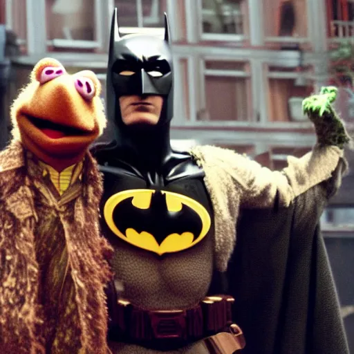 Image similar to A film still of Batman, from The Muppets