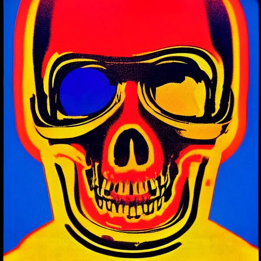 Image similar to astronaut with a neon glowing skull, 1 9 6 0 s, color bleed, video compression, video glitch, stanley kubrick