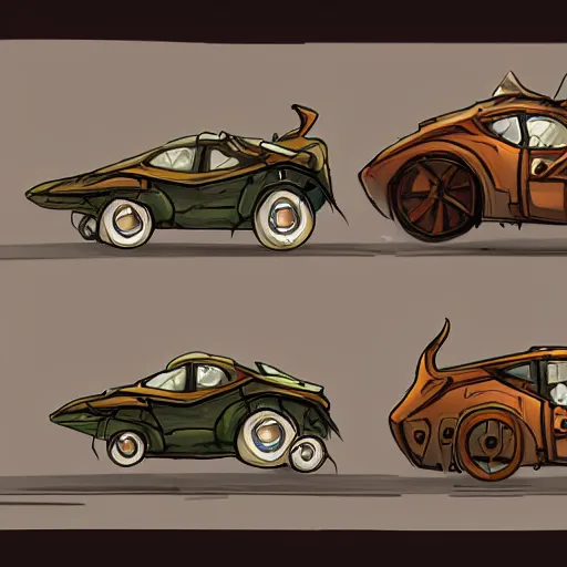 Prompt: deponia art style car concept