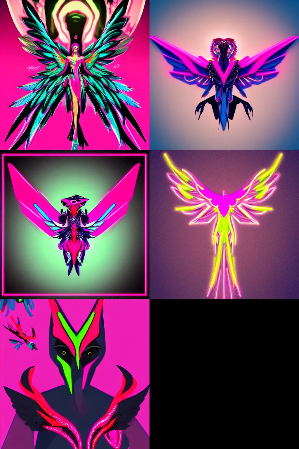 Prompt: neon+pink+winged+reptile, elegant+but also a little vicious looking+concept art +trending on artstation