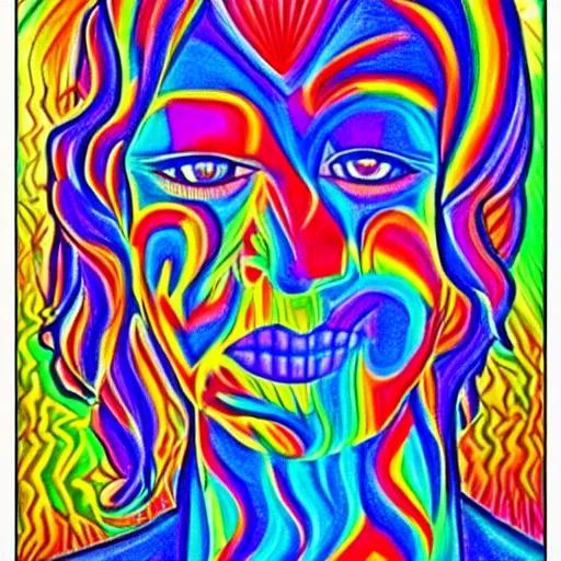 Image similar to a portrait of a beautiful man the style of Alex Grey, colorful,