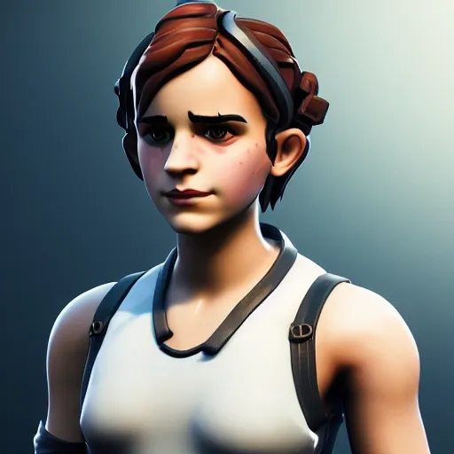 Image similar to textured film grain freckled face subsurface scattering emma watson as a fortnite character cgsociety octane render unreal engine redshift render trending on artstation trending on artstation render blender behance cg superhero