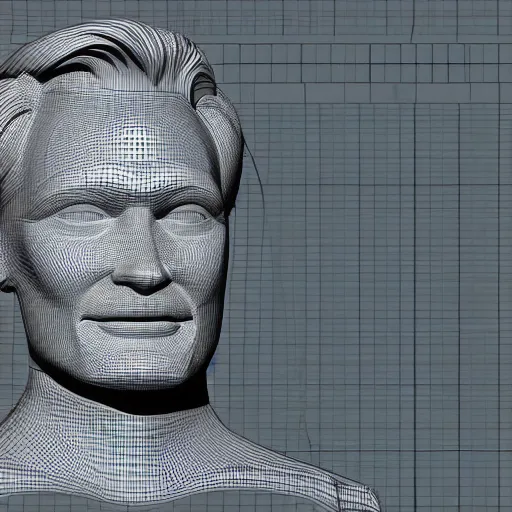 Image similar to conan o'brien, 3 d model, wireframe, cinema 4 d,