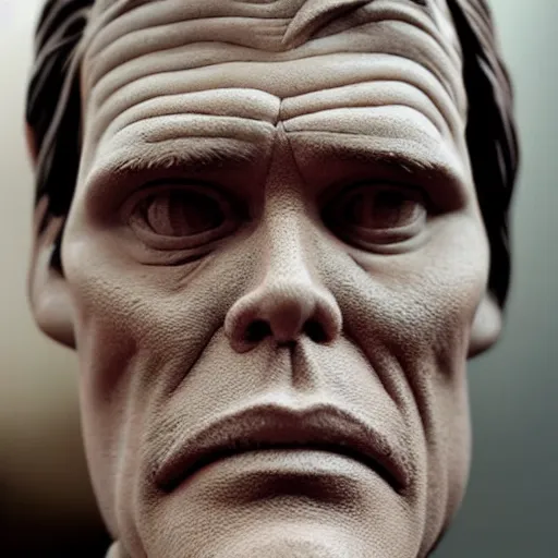 Prompt: jim carrey made out of clay, detailed sculpture, artistic photograph