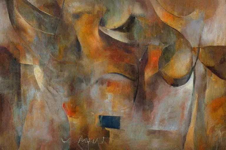 Prompt: intricate, amazing, abstract and / or modernism, cubism and / or romanticism, painting by yasemin karabenli, soft color palette