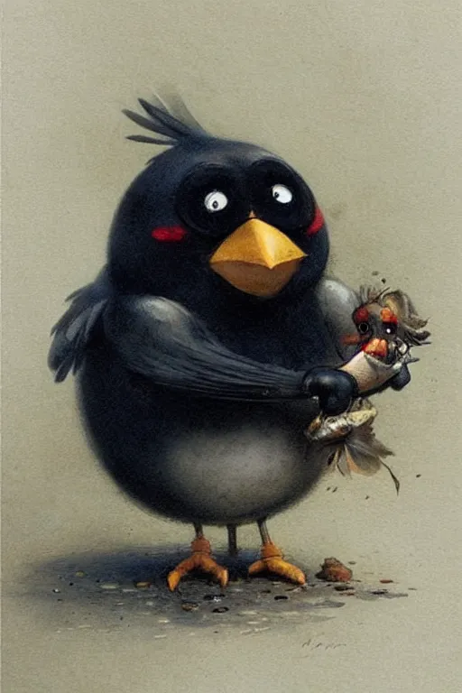 Image similar to ( ( ( ( ( bomb, the rotund black angry bird. muted colors. ) ) ) ) ) by jean - baptiste monge!!!!!!!!!!!!!!!!!!!!!!!!!!!