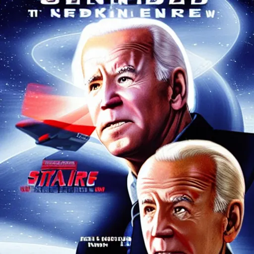 Image similar to movie poster of joe biden in star trek