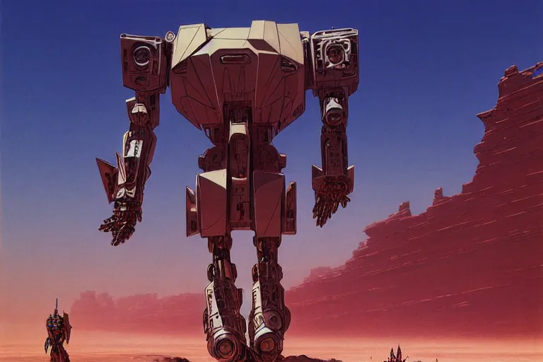 Prompt: gigantic mecha walking through the desert, futuristic, fantasy, intricate, elegant, dramatic lighting, highly detailed, lifelike, photorealistic, artstation, concept art, smooth, sharp focus, illustration, art by syd mead and beksinski and john blanche and paul dainton