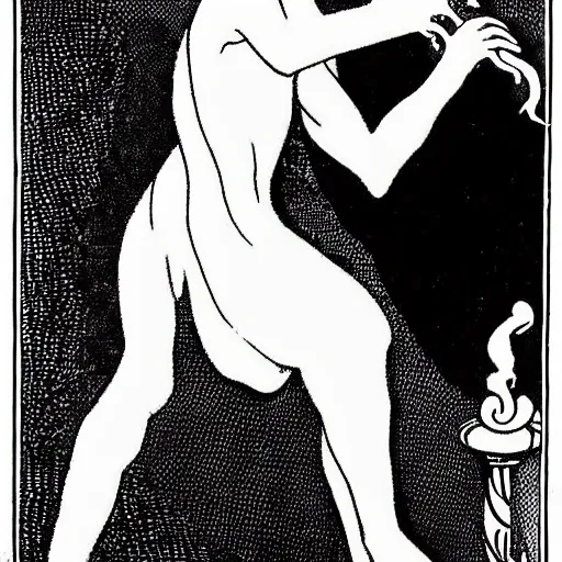 Prompt: aubrey Beardsley illustrations for call of cthulhu (1923)