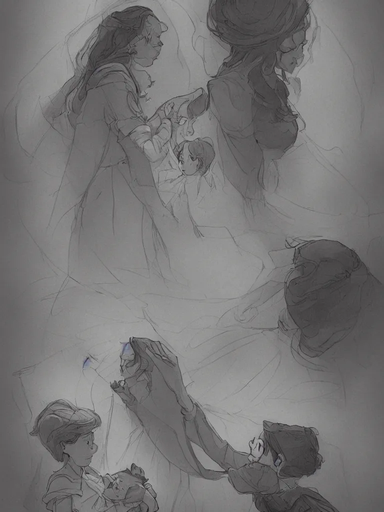 Image similar to mother by Disney Concept Artists, blunt borders, rule of thirds