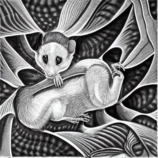 Prompt: possum, escher style