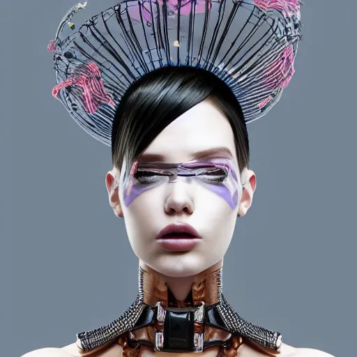 Image similar to A masterpiece portrait of a Incredibly beautiful futuristic high fashion queer rubber succub model girl . with a collar on her neck. barocco royal fetish dress. medium shot, intricate, elegant, highly detailed. trending on artstation, digital art, by Stanley Artgerm Lau, WLOP, Rossdraws, James Jean, Andrei Riabovitchev, Marc Simonetti, Yoshitaka Amano