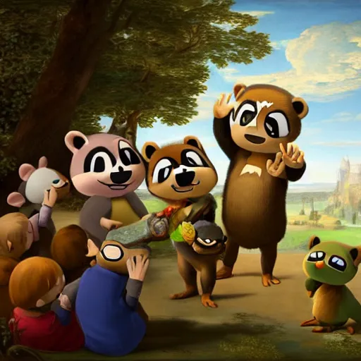 Prompt: Tom Nook renaissance painting