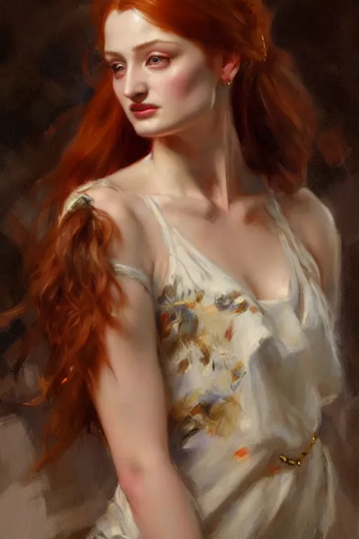 Prompt: sansa, painting by daniel gerhartz, rossetti, detailed art, artstation