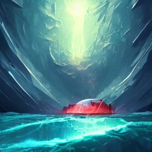 Image similar to an exposed iceberg floating in space with the universe inside, by anato finnstark, by alena aenami, by john harris, by ross tran, by wlop, by andreas rocha