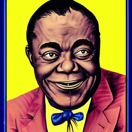 Image similar to “portrait of Louis Armstrong, by Robert crumb, coloured, graphic”