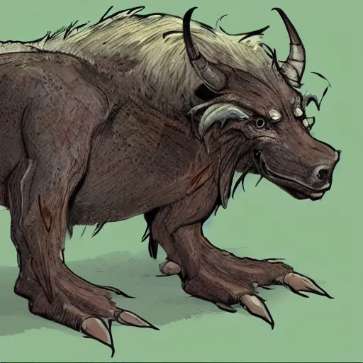 Prompt: milosk warg. a huge warg who inhabits milosk hills and steals cattle at night