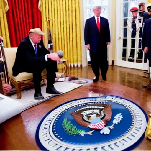 Image similar to forrest gump meeting donald trump in the white house